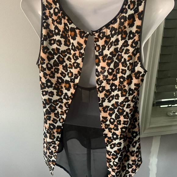 Leopard Print tank top with sheer black underlay - Picture 2 of 3